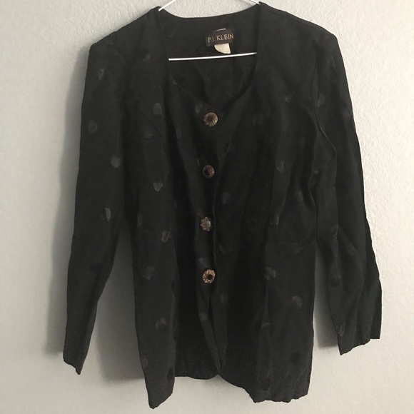 PJ Klein Unique Buttons Polka Dot Blazer 7/8 - Picture 1 of 1